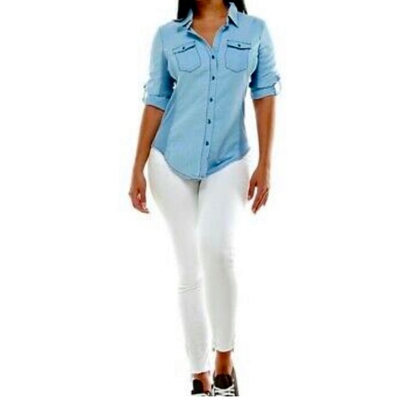 Cavalini Denim Shirt - Cotton Blend
Stretch Button Down - Size Large - Picture 4 of 10